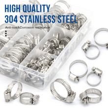 64PCS Hose Clamp Adjustable 8-38mm Worm Gear Hose Clip Set Fuel Hose Clamp for Water Pipe Plumbing Automotive Mechanical